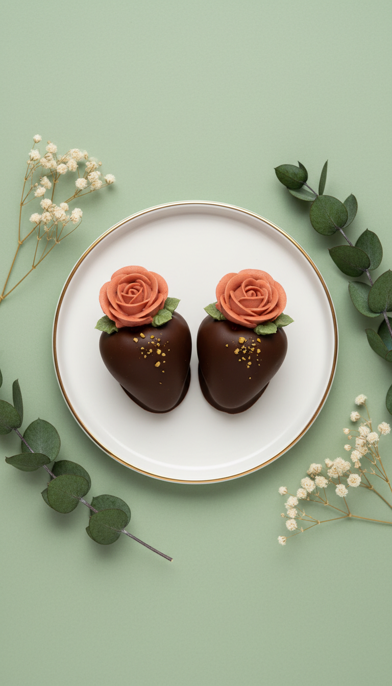 Dúo fresas chocolate y rosa terracota